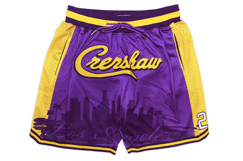 HEADGEAR CLASSICS CRENSHAW FRONT LOGO BASKETBALL SHORTS (HGA019-SHT-13:PURPLE/YELLOW) ヘッドギア?クラシックス/バスケットボールショーツ/パープル×イエロー