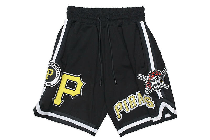 PRO STANDARD PITTSBURGH PIRATES TEAM SHORTS (LPP331594:BLACK) プロスタンダード/ピッツバーグパイレーツ/ワッペン/コットンショーツ/ブラック