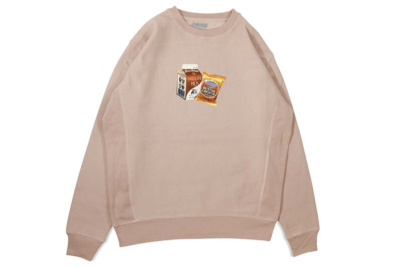 CLASSIC MATERIAL NY CHOCOLATE MILK & COOKIES CREW SWEAT (DUSTY PINK)クラシックマテリアルニューヨーク/クルーネックスウェット/ダスティーピンク｜GROW AROUND グロウアラウンド