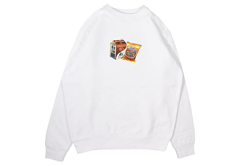 CLASSIC MATERIAL NY CHOCOLATE MILK & COOKIES CREW SWEAT (WHITE) クラシックマテリアルニューヨーク/クルーネックスウェット/ホワイト