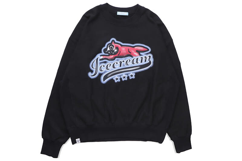 ICECREAM RUNNING DOG SWEATSHIRT (ICJP235K001:BLACK) アイスクリーム/クルーネックスウェット/ブラック