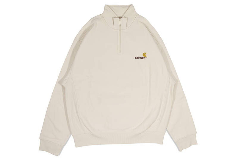 CARHARTT WIP HALF ZIP AMERICAN SCRIPT SWEATSHIRT (I027014-05XX:NATURAL) カーハートウィップ/ハーフジップスウェットシャツ/ナチュラルカラー