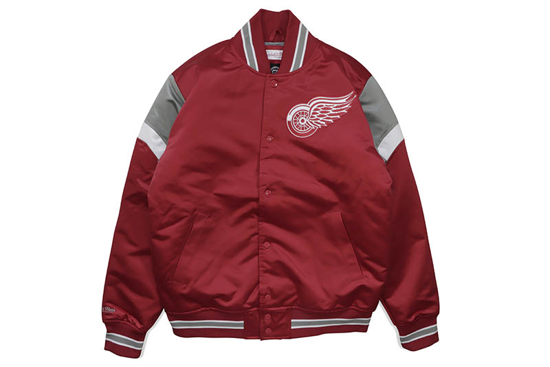 MITCHELL & NESS DETROIT RED WINGS HEAVYWEIGHT SATIN JACKET (OJBF5516-DRWYYPPP:SCARLET) ミッチェル&ネス/サテンジャケット/デトロイトレッドウィングス/スカーレット