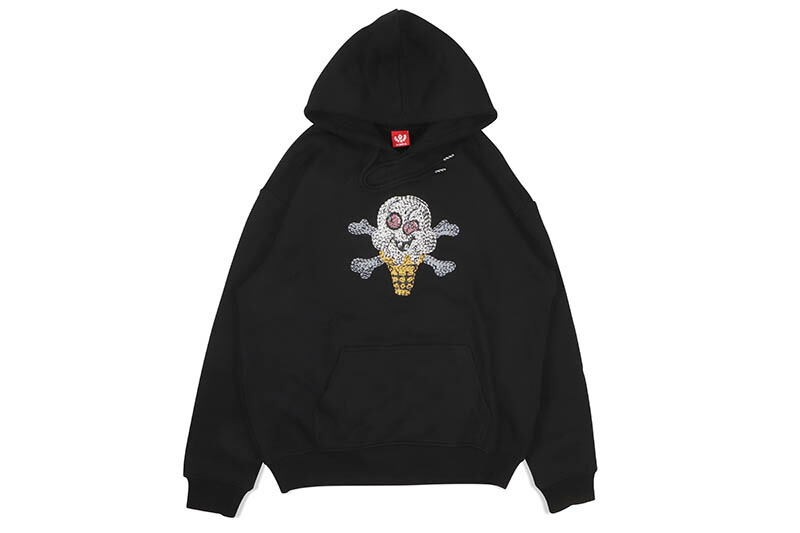 ICECREAM CROISSANT HOODIE (431-9305:BLACK) アイスクリーム/プルオーバーフーディー/ブラック