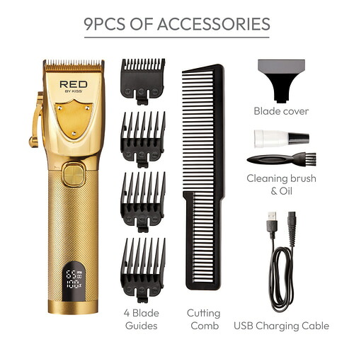 RED BY KISS ULTRA CLEAN CUT CORDLESS CLIPPER (GOLD) CC11レッドバイキス/コードレスバリカン/ウェーブヘアー/フェードカット/スキンフェード/バーバーショップ/持ち運び/充電式/ゴールド｜GROW AROUND グロウアラウンド