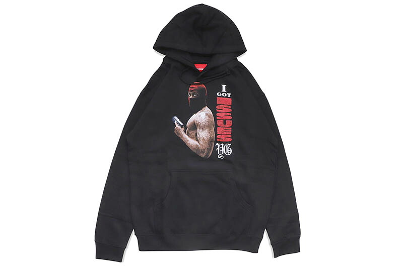 4HUNNID I GOT ISSUES HOODIE (BLACK)フォーハニッド/プルオーバーフーディー/ブラック｜GROW AROUND グロウアラウンド