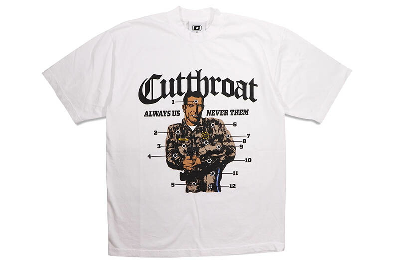CUTTHROAT ALWAYS US NEVER THEM OFFICER TEE (WHITE) カットスロート/ショートスリーブTシャツ/ホワイト