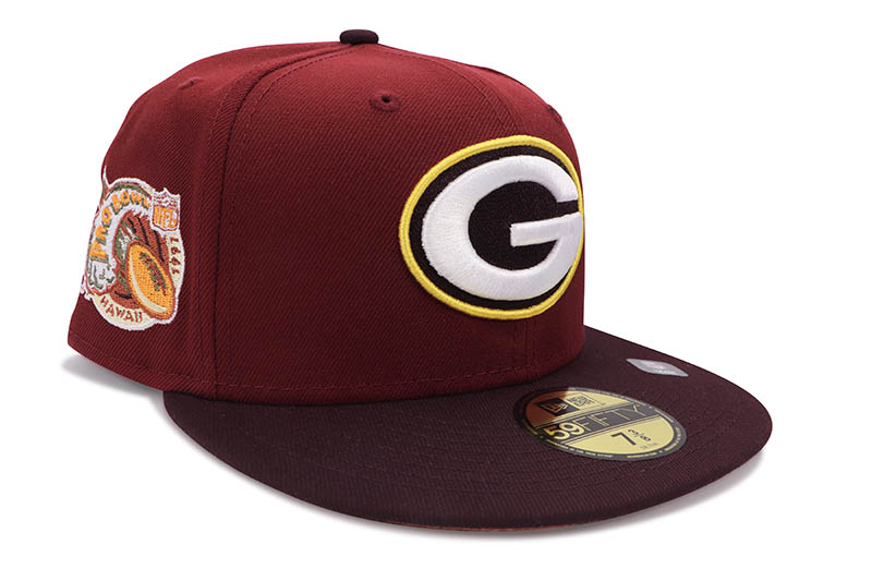 NEW ERA x HAT CLUB CAMPBELL'S CHUNKY GREEN BAY PACKERS 59FIFTY FITTED CAP (1997 PRO BOWL CUSTOM SIDE PATCH/BURNT ORANGE UNDER VISOR/BRICK MAROON) ニューエラ/ハットクラブ/フィッテッドキャップ/MLB/グリーンベイパッカーズ/ツバ裏オレンジ/ブリック マルーン