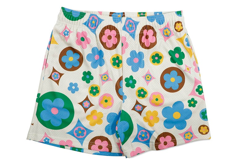 BRAVEST STUDIOS CREAM MULTI FLOWER SHORTSブレイベストスタジオ/ショーツ/メッシュショーツ/フラワー/クリームマルチ｜GROW AROUND グロウアラウンド