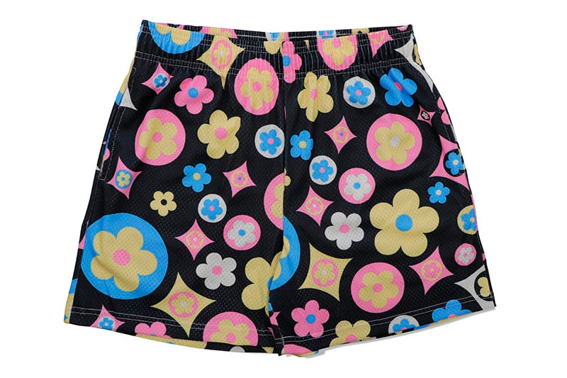 BRAVEST STUDIOS BLACK MULTI FLOWER SHORTS ブレイベストスタジオ/ショーツ/メッシュショーツ/フラワー/ブラックマルチ