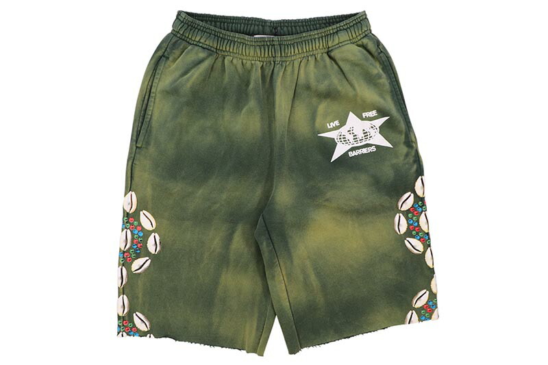 BARRIERS FORT GREEN SWEAT SHORTS バリアーズ/スウェットショーツ/オリーブグリーン/タイダイ