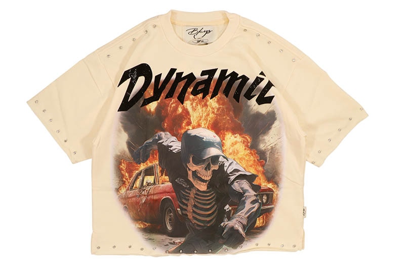 BKYS DYNAMIC CROPPED MUSCLE TEE (T1293:OFF WHITE) ブラッキーズ/ストリートブランド/セレクト/ショートスリーブティーシャツ/ラインストーン/オフホワイト
