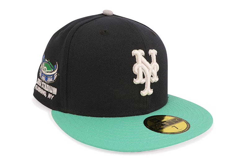NEW ERA NEW YORK METS 59FIFTY FITTED CAP (SHEA STADIUM SIDE PATCH/GREY UNDER VISOR/NAVY MINT) 14693472 ニューエラ/フィッテッドキャップ/MLB/ニューヨークメッツ/ネイビー ミントグリーン/ツバ裏グレー