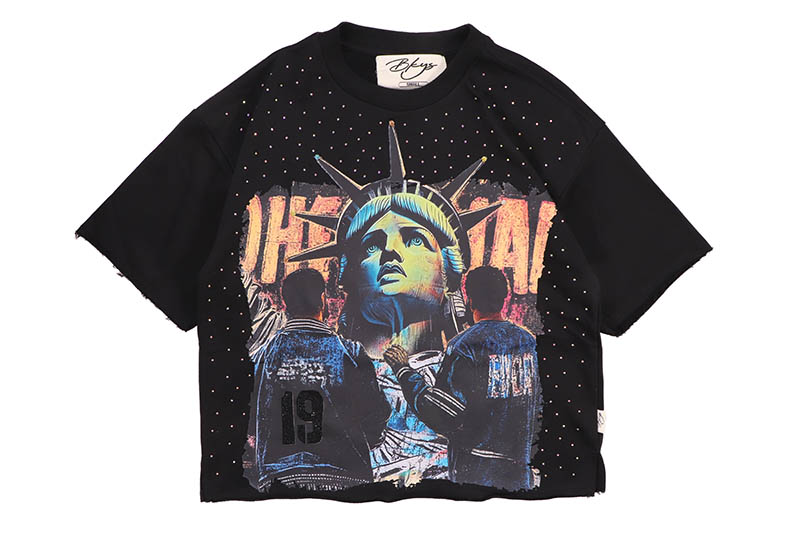 BKYS LIFE IS A FESTIVAL CROPEED TEE (T1355:BLACK) ブラッキーズ/ストリートブランド/セレクト/ショートスリーブティーシャツ/ブラック