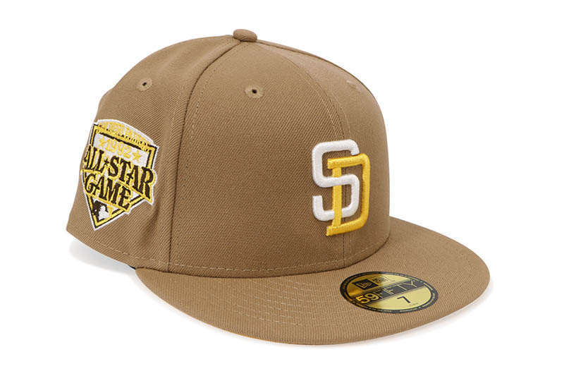 NEW ERA SAN DIEGO PADRES 59FIFTY FITTED CAP (1992 ALL STAR GAME CUSTOM SIDE PATCH/A GOLD UNDER VISOR/KHAKI) 70945768 ニューエラ/フィッテッドキャップ/サンディエゴパドレス/ツバ裏ゴールド/カーキ