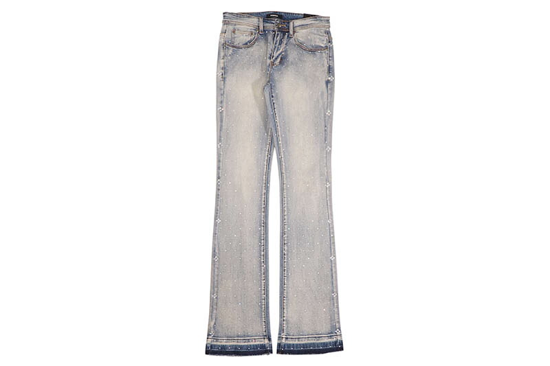 KINDRED RHINESTONE STACKED FIT PANTS (KD2214P:BLUE) カインドレッド/スタックドパンツ/デニムパンツ/ブルー