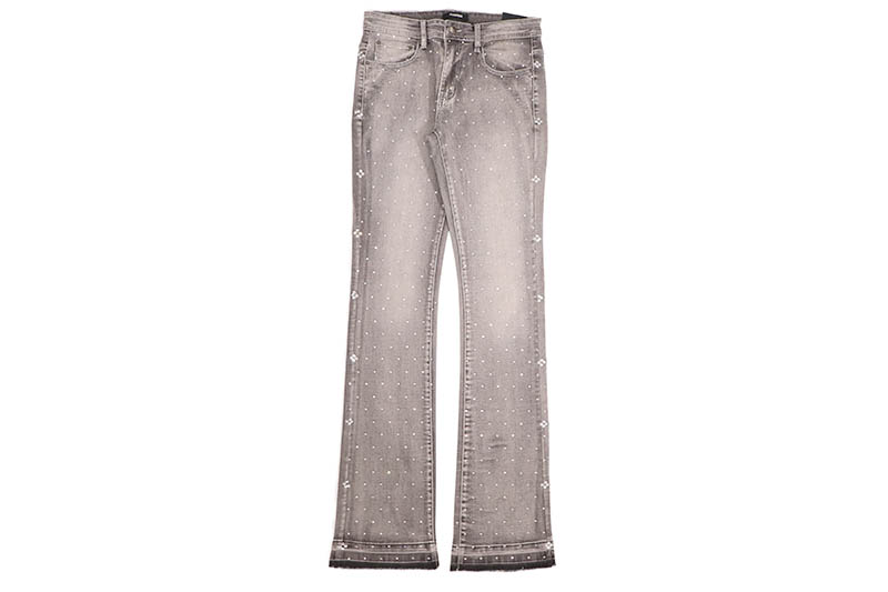 KINDRED RHINESTONE STACKED FIT PANTS (KD2214P:GREY) カインドレッド/スタックドパンツ/デニムパンツ/グレー