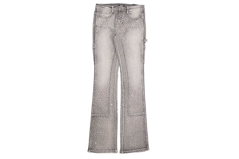 KINDRED DOUBLE KNEE STACKED FIT PANTS (KD2213P:GREY) カインドレッド/スタックドパンツ/デニムパンツ/グレー