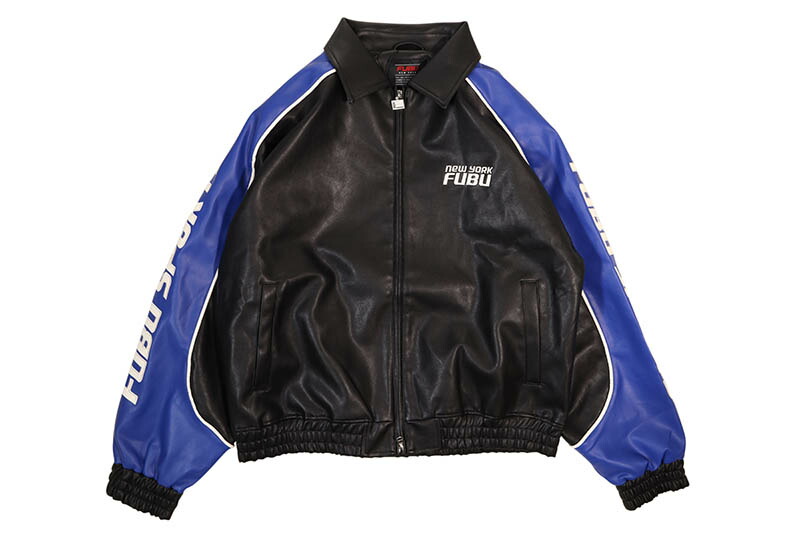 FUBU FAUX LEATHER JACKET (FAM-61304:BLUE) フブ/フォーレザージャケット/ブルー