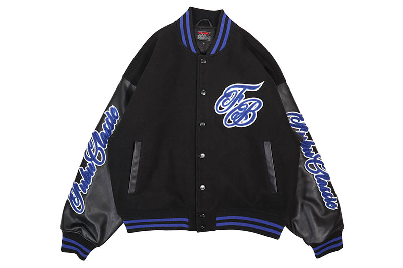 FUBU FAUX VARSITY JACKET (FAM-52304:BLUE) フブ/バーシティジャケット/ブルー