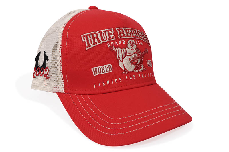 TRUE RELIGION VARSITY TRUCKER HAT (TR4189:BORDEAUX/DAKOTA) トゥルー レリジョン/メッシュトラッカーキャップ/ボルドーダコタ