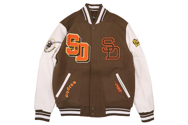 PRO STANDARD SAN DIEGO PADRES BEST OF RIB WOOL VARSITY JACKET (LSP6315220-BNW:BROWN/WHITE) プロスタンダード/サンディエゴパドレス/バーシティージャケット/ブラウン ホワイト
