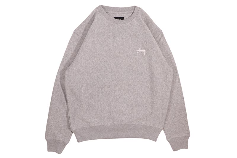 STUSSY STOCK LOGO CREW (GREY HEATHER) 118363 ステューシー/クルーネックスウェット/グレーヘザー