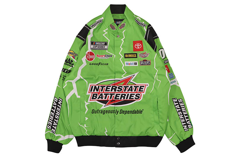 JH Design CHRISTOPHER BELL INTERSTATE BATTERIES NASCAR TWILL JACKET (CRBP03IB25:GREEN)ジェイエイチデザイン/インターステートバッテリーズ/オフィシャル/ナスカージャケット/ツイルジャケット/グリーン|GROW AROUND グロウアラウンド