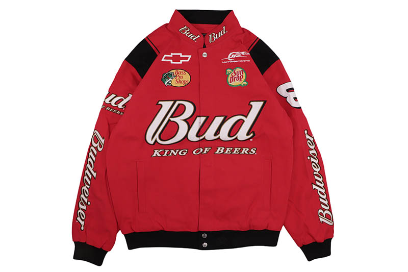 JH Design DALE EARNHARDT JR. BUDWEISER NASCAR TWILL JACKET (JRM303BU25:RED) ジェイエイチデザイン/バドワイザー/オフィシャル/ナスカージャケット/ツイルジャケット/レッド