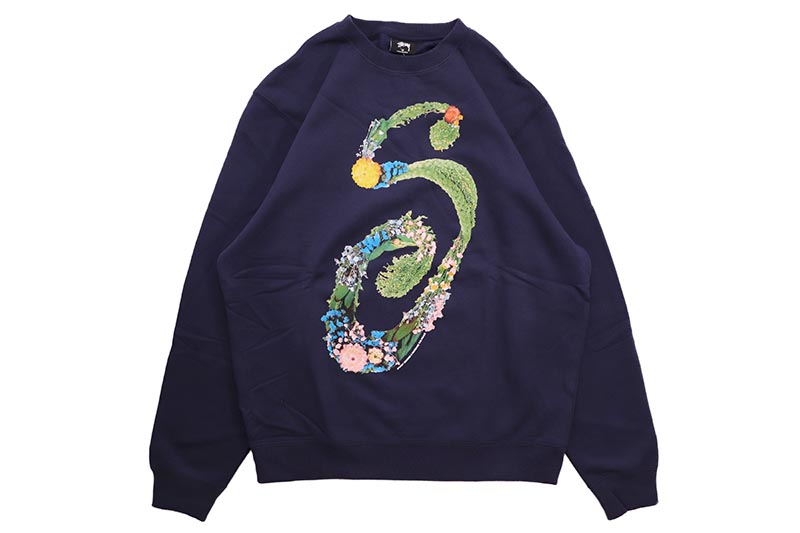 STUSSY FLORAL CREW (NAVY) 1914619 ステューシー/クルーネックスウェット/ネイビー