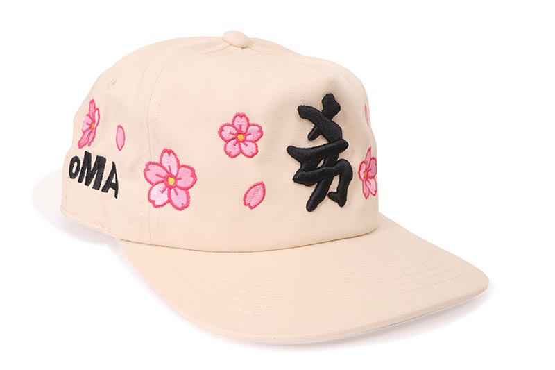 oMA STUDIOS NY KANJI CHERRY BLOSSOM HAT (CREAM) オマ・スタジオ/オー・エム・エー・スタジオ/スナップバックキャップ/クリーム