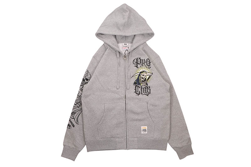 PRO CLUB X MISTER CARTOON "CLOCKWORK" ZIP-UP HOODIE (HEATHER GRAY) PCT3002Bプロクラブ/ミスターカートゥーン/ジップアップフーディー/メンズ/レディース/シンプル/アメリカサイズ/大きいサイズ/ゆったり/厚手/頑丈/ヘザーグレー|GROW AROUND グロウアラウンド
