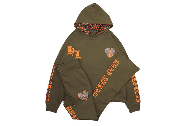FOCUS HEARTLESS CROPPED HOODIE & STACKED JOGGER SET (80559:OLIVE) フォーカス/スウェットセットアップ/オリーブ