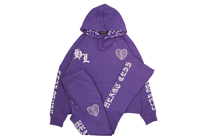 FOCUS HEARTLESS CROPPED HOODIE & STACKED JOGGER SET (80559:PURPLE) フォーカス/スウェットセットアップ/パープル