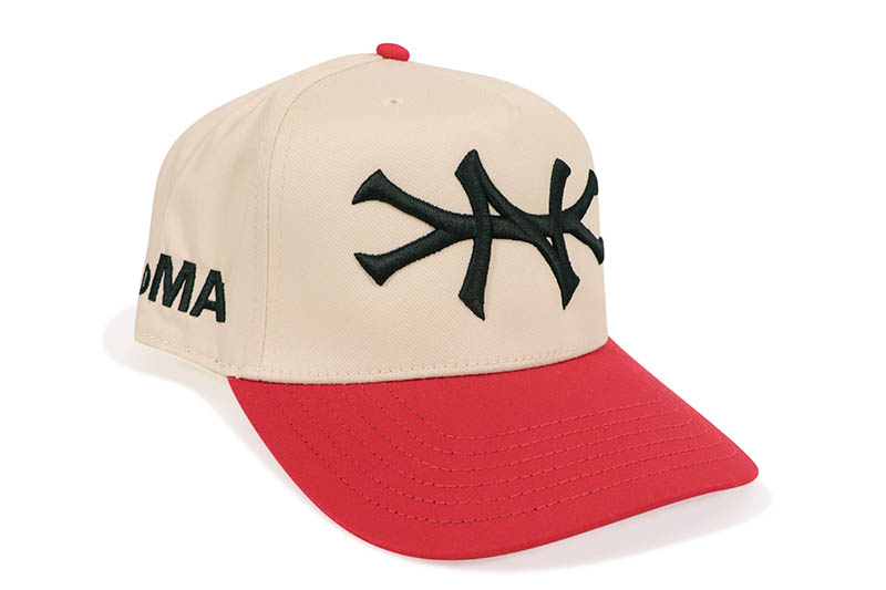 oMA STUDIOS NY HAT CURVED BRIM (CREAM/RED) オマ・スタジオ/オー・エム・エー・スタジオ/スナップバックキャップ/クリームレッド