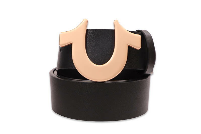 TRUE RELIGION HORSESHOE BUCKLE BELT (TRMBUK001:GOLD METAL) トゥルー レリジョン/レザーベルト/ホースシュー/ゴールドメタル