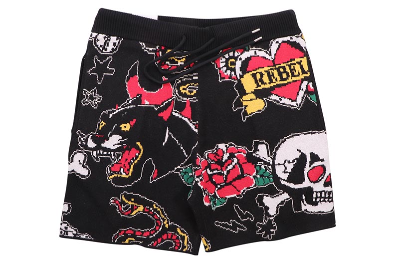 REBEL MINDS SERPENT SKULL SWEATER SHORTS (151-945:BLACK) レベル・マインズ/ストリート/ショーツ/ブラック