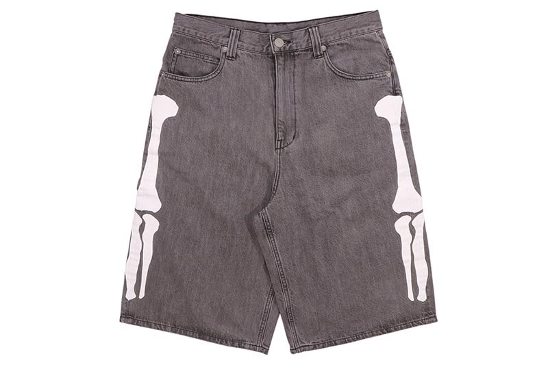 VANSON SKELTON BONES DENIM SHORTS (RZV-2506:BLACK) バンソン/デニムショーツ/ブラック