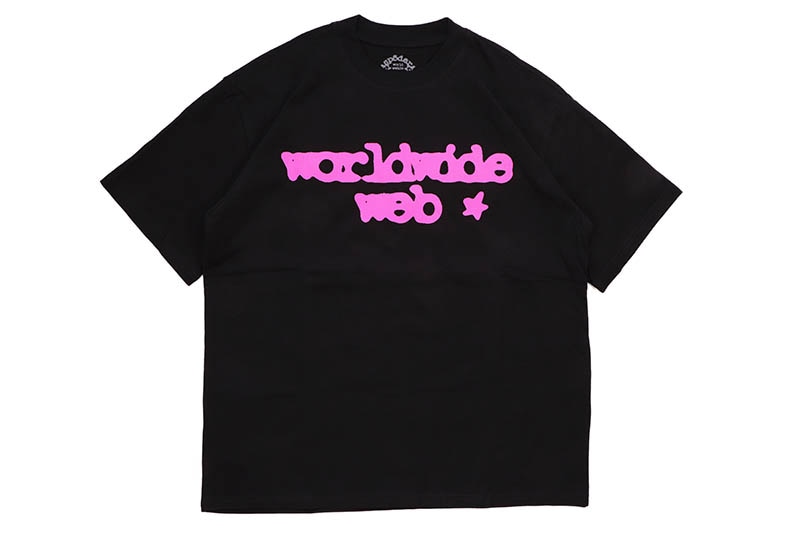 SP5DER WEB T-SHIRTS (BLACK/PINK) スパイダー/アトランタ/ニューヨーク/ドリル/トラップ/ヤングサグ/ショートスリーブTシャツ/ブラック
