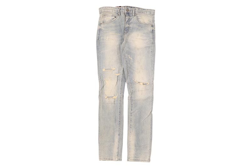 SMOKE RISE DISTRESSED RIP & REPAIR SUPER SKINNY DENIM JEANS (JP23103:SEVILLE BLUE) スモークライズ/デニムパンツ/セビリアブルー