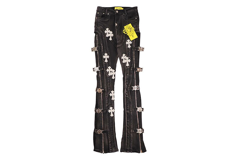 GUAPI OBSIDIAN BLACK CROSS BUCKLE DENIM (870BCBD)グアピ/デニムパンツ/ブラック|GROW AROUND グロウアラウンド