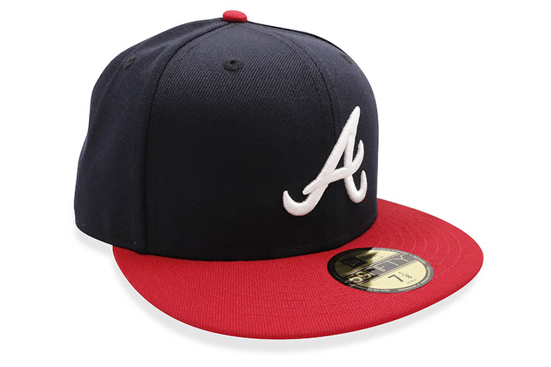 NEW ERA ATRANTA BRAVES ON-FIELD AUTHENTIC 59FIFTY FITTED CAP (NAVY/SCARLET VISOR) 11449395 14524900 ニューエラ/フィッテッドキャップ/MLB/アトランタブレーブス/ネイビー×スカーレット