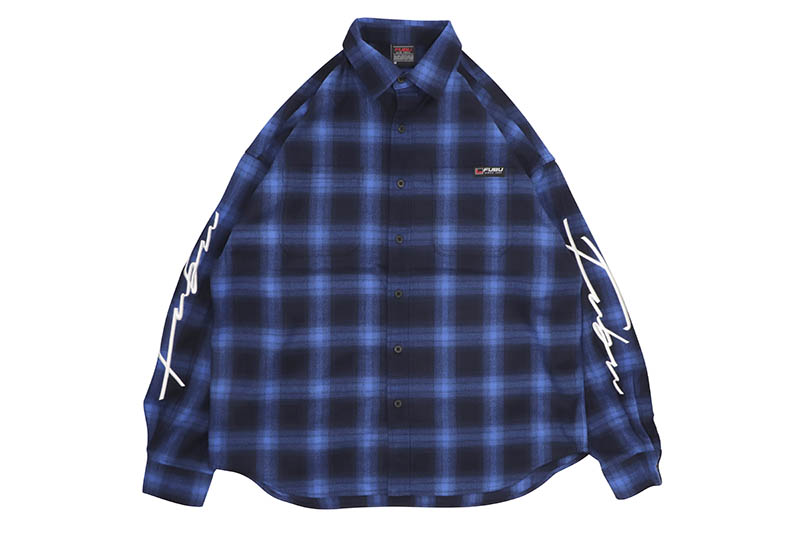 FUBU CHECK SHIRTS (FAM-42100:BLUE) フブ/ロングスリーブシャツ/ブルー