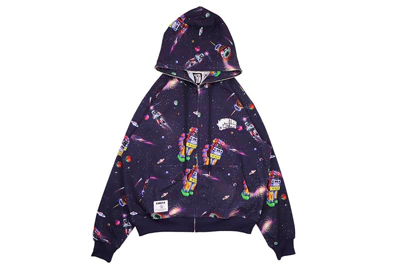 MANASTASH X BBC REAL SPACE ZIP HOODIE (792-4231007-120:NAVY) BBCJP245K004 マナスタッシュ/ビリオネアボーイズクラブ/フルジップアップフーディー/ネイビー