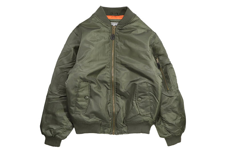 PRO CLUB FLIGHT BOMBER JACKET (OLIVE) 129プロクラブ/MA-1ジャケット/メンズ/シンプル/アメリカサイズ/大きいサイズ/ゆったり/厚手/頑丈/無地/オリーブ|GROW AROUND グロウアラウンド