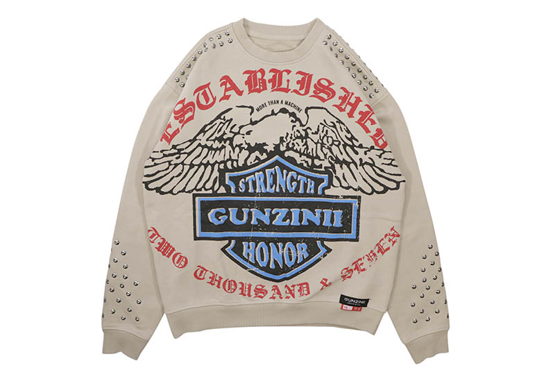 GUNZINII GUNZINII STRENGTH HONER CREWNECK (GZ502:CLAY) ガンジーニ/クルーネックスウェット/ナチュラルカラー ベージュ
