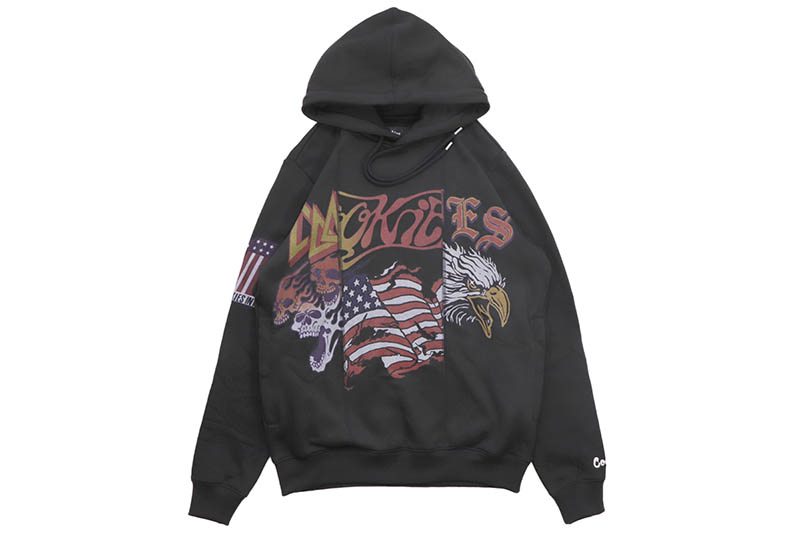 COOKIES HIGHWAY OVERLOCK FRENCH TERRY PULLOVER HOODIE (CM244HFC07:BLACK)クッキーズ/プルオーバーフーディー/ブラック|GROW AROUND グロウアラウンド