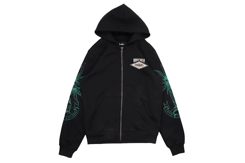 COOKIES CUBAN LINK ZIP FRONT HOODIE (CM251HFC11:BLACK)クッキーズ/ジップフーディー/ブラック｜GROW AROUND グロウアラウンド