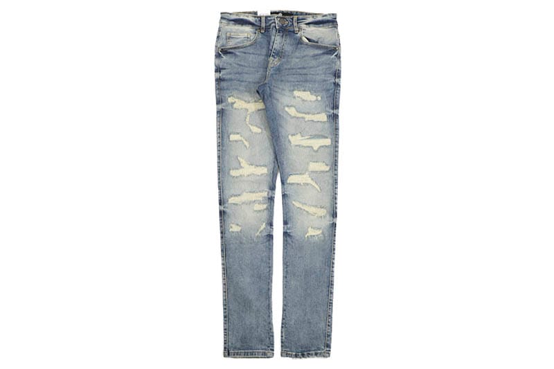 FOCUS REPAIRED SLIM FIT DENIM JEAN (5282:BLUE) フォーカス/スリムフィット/デニムパンツ/ブルー