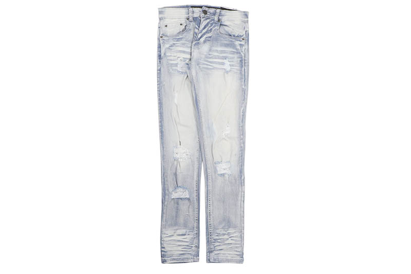SPARK SLIM FIT STRETCH JEANS WITH 3D CRINKLE & REPAIR (S4403:LT SAND BLAST)スパーク/デニムパンツ/ライトサンドブラスト｜GROW AROUND グロウアラウンド